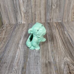 Vintage Bulldog Succulent Planter Pottery Green (Chip)